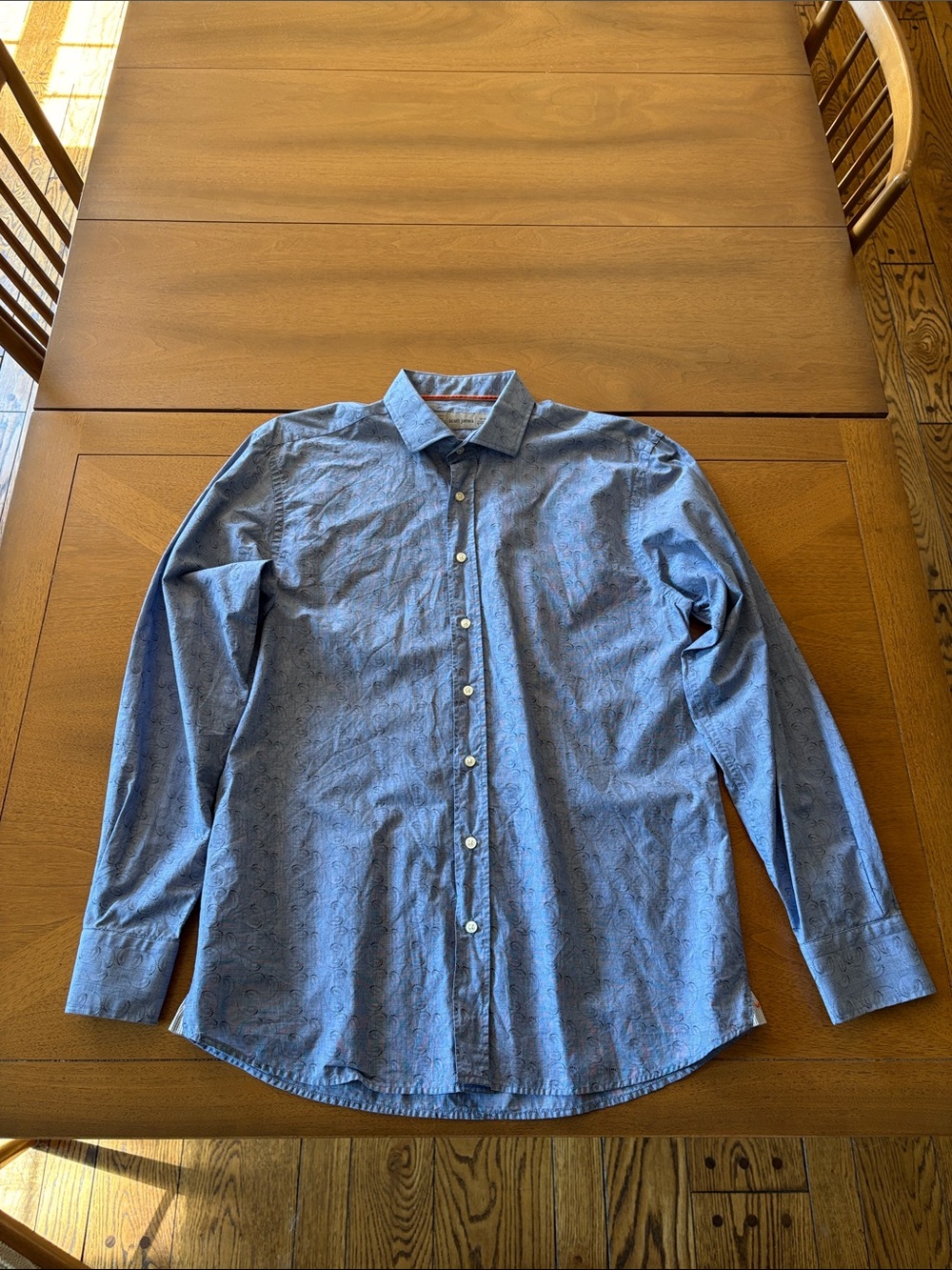 Scott James Mens Blue Long-Sleeve Button-Up Shirt